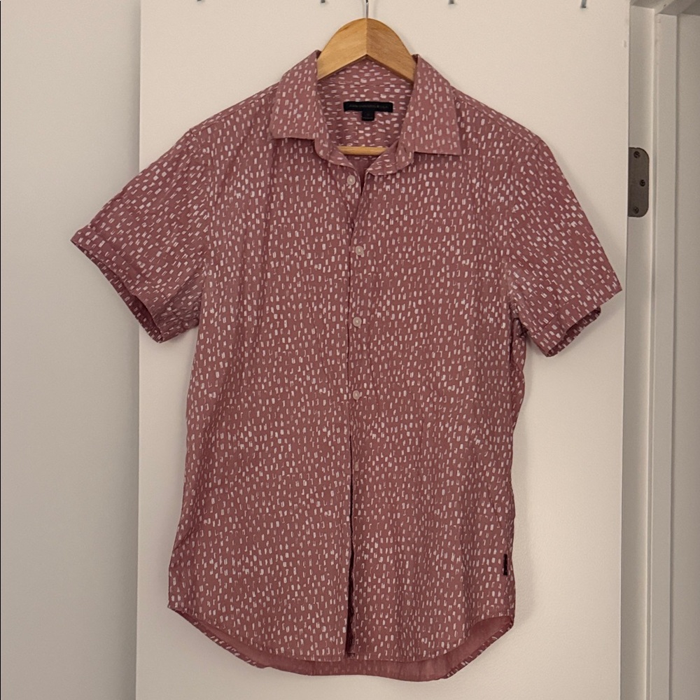 Men's John Varvatos Pink Patterned Short Sleeve Shirt